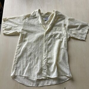 Vintage Donlin Shirt Mens Large Yellow Floral Short Sleeve Button Up Made USA